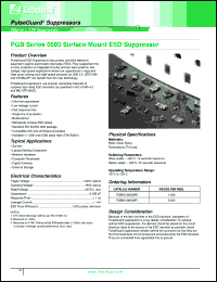 PGB0010603MR datasheet: Surface mount ESD suppressor. Trigger voltage 1000V,typ. Clamping voltage 150V,typ. 1000 pieces per reel. PGB0010603MR