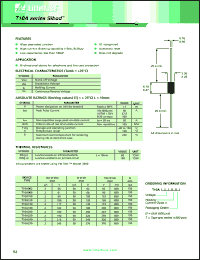 T10A240B datasheet: T10A series SiBOD, glass passivated junction, bi-directional device for telephone and line card protection. Irm = 2uA @ Vrm = 216V,max. Ir = 50uA @ Vr = 240V,max, Bulk (500pcs). T10A240B