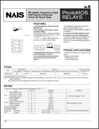 AQS225SX datasheet: PhotoMOS relay, radio frequency, 4-channel (4 form A) . Load voltage 80V AC/DC, load current 50 mA AQS225SX