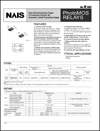 AQW210HLAZ datasheet: PhotoMOS relay, GU (general use) type, 2-ch (form A) current limit function type. AC/DC type. I/O isolation: 5,000 VAC. Output rating: load voltage 350 V, load current 120 mA. Surface-mount. Tape and reel packing style. Picked from the 4/5/6/8-pin side. AQW210HLAZ