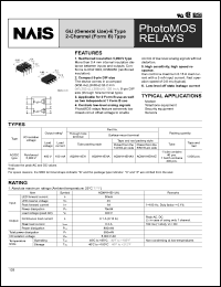 AQW414EHAX datasheet: PhotoMOS relay, GU (general use)-E type 2-channel (form B) type. AC/DC type. I/O isolation voltage 5,000V. Output rating: load voltage 400 V, load current 100 mA. Surface-mount terminal. Picked from the 1/2/3/4-pin side. AQW414EHAX