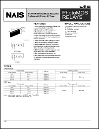 AQZ205 datasheet: Power photoMOS relay, 1-channel (form A). AC/DC type. Output rating: load voltage 100 V, load current 2.0 A. AQZ205
