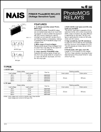 AQZ204D datasheet: Power photoMOS relay (voltage sensitive type). AC/DC type. Output rating: load voltage 400 V, load current 0.45 A. AQZ204D