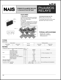 AQZ404 datasheet: Power photoMOS relay 1-channel (form B) type. AC/DC type. Output rating: load voltage 400 V, load current 0.5 A. AQZ404