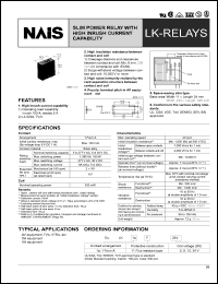 LK1aF-24V datasheet: LK-relay. Slim power relay with high inrush current capability. Nominal voltage 24 V DC. 1 form A. Flux-resistant type. LK1aF-24V