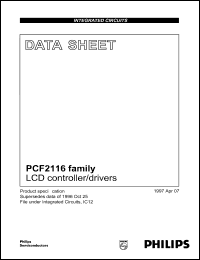 PCF2116GHZ datasheet: 8 V, LCD controller/driver PCF2116GHZ