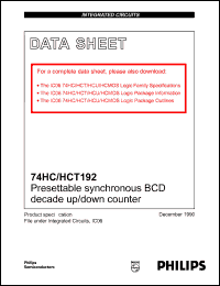 74HC/HCT192 datasheet: Presettable synchronous BCD decade up/down counter 74HC/HCT192