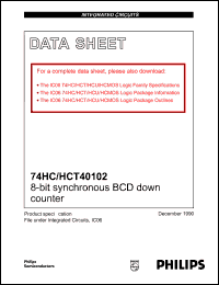 74HC/HCT40102 datasheet: 8-bit synchronous BCD down counter 74HC/HCT40102