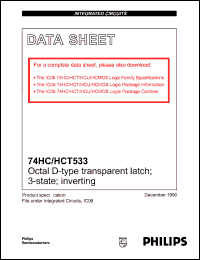 74HC/HCT533 datasheet: Octal D-type transparent latch 74HC/HCT533
