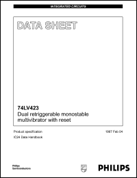 74LV423N datasheet: 5.5 V, dual retriggerable monostable multivibrator with reset 74LV423N