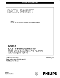 S87C552-4A68 datasheet: 16 MHz, 8-bit microcontroller 8K/256 OTP, 8 channel 10-bit A/D, I2C, PWM, capture/compare, high I/O S87C552-4A68