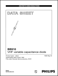 BB910 datasheet: 30 V, VHF variable capacitance diode BB910