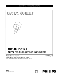 BC141 datasheet: 100 V, NPN medium power transistor BC141