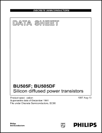 BU505DF datasheet: 1500 V, silicon diffused power transistor BU505DF