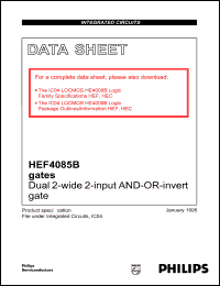 HEF4085BT datasheet: Dual 2-wide 2-input AND-OR-invert gate HEF4085BT