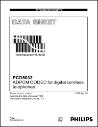 PCD5032T datasheet: 6.5 V, ADPCM CODEC for digital cordless telephone PCD5032T