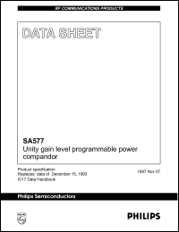 SA577D datasheet: 8 V, unity gain programmable power compandor SA577D
