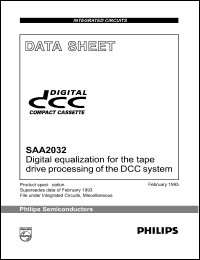 SAA2032GP datasheet: 6.5 V,digital egualization for the tape drive processing of the DCC system SAA2032GP