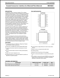 NE8392CN datasheet: 12 V, coaxial transceiver interface for internet NE8392CN