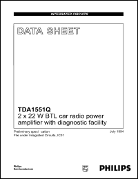 TDA1551Q datasheet: 2x22 W BTL car radio power amplifier TDA1551Q