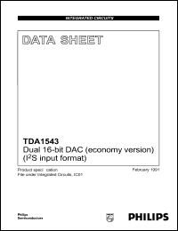 TDA1543 datasheet: Dual 16-bit DAC TDA1543