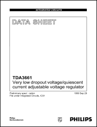 TDA3661T datasheet: 33 V, very low dropout voltage/quiescent current adjustable voltage  regulator TDA3661T