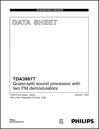 TDA3867T datasheet: 8.8 V, Quasi-split sound processor with two FM demodulator TDA3867T