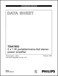 TDA7053 datasheet: 2x1 W portable/main-fed stereo power amplifier TDA7053