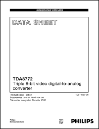 TDA8772H/3 datasheet: 5 V, Triple 8-bit video analog-to-digital converter TDA8772H/3