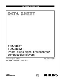 TDA8808AT datasheet: 5 V, photo diode signal processor for compact disc player TDA8808AT