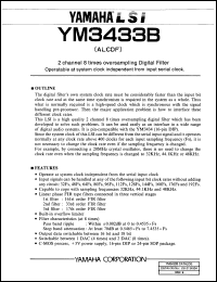 YM3433B-D datasheet: 0.3-7.0V 2-channel 8-times oversampling digital filter operatable at system clock independent from input serial clock YM3433B-D