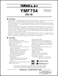 YMF754-R datasheet: 2.5/3.3V; DS-1E: high performance audio controller for the PCI bus YMF754-R