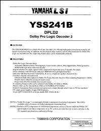 YSS241B-F datasheet: 5V; DPLD2: dolby pro logic decoder 2 YSS241B-F