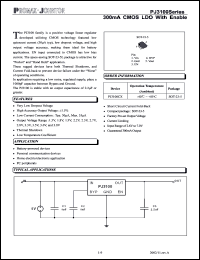 PJ3100 datasheet: 7V; 300mA CMOS LDO with enable. For battery-powered devices, personal communication devices PJ3100