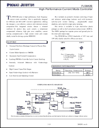 PJ3842BCD datasheet: 30mA; high performance current mode controller PJ3842BCD