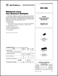 MC1495BP datasheet: Wideband Linear Four-Quadrant Multiplier MC1495BP