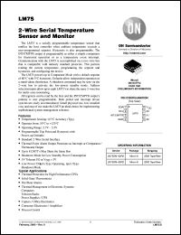 LM75DM-50R2 datasheet: 2-Wire Serial Temperature Sensor and Monitor LM75DM-50R2