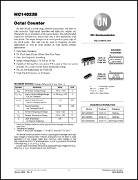 MC14022BCP datasheet: Octal Counter MC14022BCP