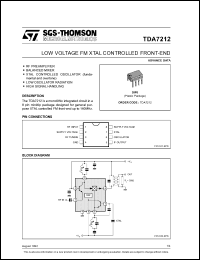 TDA7212 datasheet: Low voltage FM xtal controlled front-end TDA7212