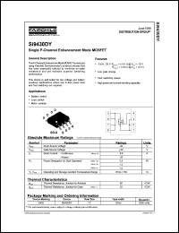 Si9430DY datasheet: Single P-channel enhancement mode MOSFET, 20V, 5.8A Si9430DY