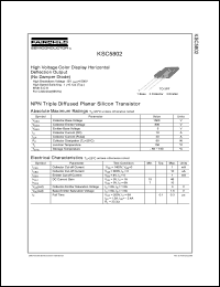 KSC5802 datasheet: NPN transistor for high voltage color display horizontal deflection output KSC5802