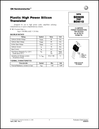 BD809 datasheet: NPN power transistor, 10A, 80V BD809