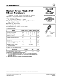 2N4920 datasheet: Medium-power plastic PNP silicon transistor, 80V, 3A 2N4920