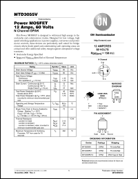 MTD3055V1 datasheet: Power MOSFET 12 Amps, 60 volts Nchannel MTD3055V1