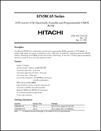 HN58C65P-25 datasheet: 8192-word x 8-bit electrically erasable and programmable CMOS ROM, 250 ns HN58C65P-25
