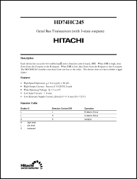 HD74HC245 datasheet: Octal bus transceivers (with 3-state outputs) HD74HC245