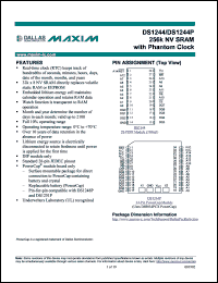 DS1244W-120 datasheet: 256k NV SRAM with phantom clock, 120ns DS1244W-120