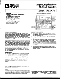 AD AD72 datasheet: Complete, high resolution 16-bit A/D converter AD AD72