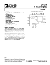 AD1380KD datasheet: 18V; 900mW; 50KHz throughput; low cost 16-bit sampling ADC AD1380KD