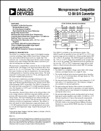 AD667BD datasheet: 0-18V; 1000mW; microprocessor-compatible 12-bit D/A converter. For automatic test equipment, robotics, process control AD667BD